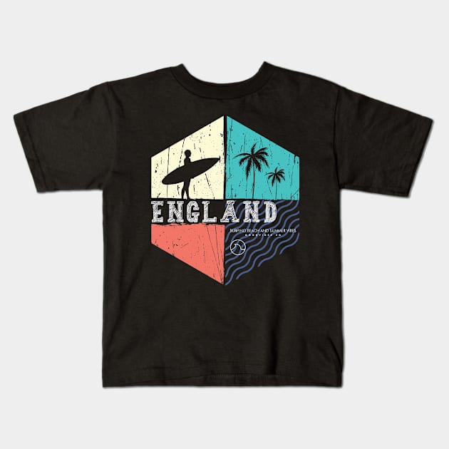 England surfing Kids T-Shirt by SerenityByAlex